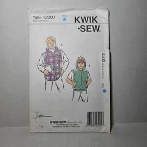 Kwik Sew 2300 Uncut Sewing Pattern, Boys' Vests, Size 8-12